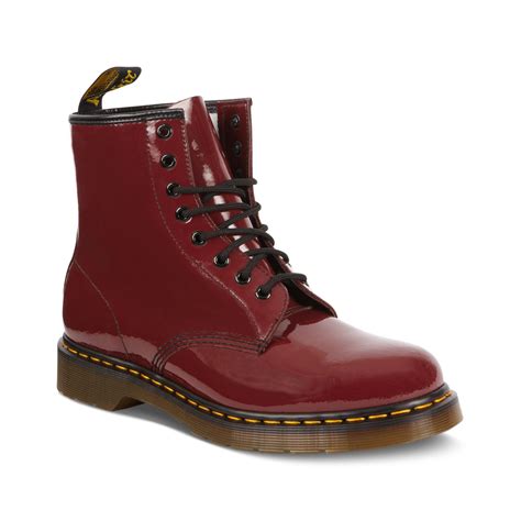 dr martens dr martens shoes  eye patent boot  red  men cherry red patent lyst