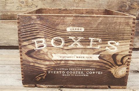 set  wooden vintage boxes mockups designhooks