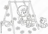 Playground Coloring Swinging sketch template