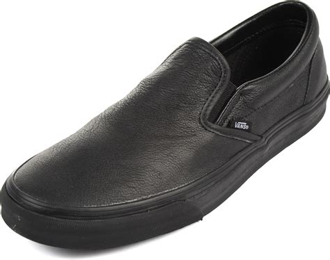 vans unisex classic slip  shoes  premium leather blackmono