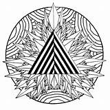 Mandala Coloring Triangle Mystical Pages Mandalas Drawing Adults Adult Detailled Very Drawings Getdrawings sketch template