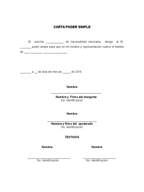 Formato Carta Poder Simple