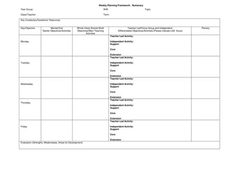blank weekly plan template  sophiebiot teaching resources tes