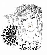 Taurus Coloring Pages Zodiac Signs Virgo Adult Capricorn Astrology Woman Choose Board sketch template