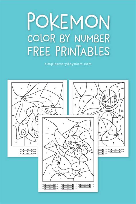 pokemon color  number printable worksheets afterschool
