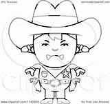 Cowgirl Sheriff Cartoon Coloring Clipart Cowboy Mad Kid Outlined Vector Thoman Cory Royalty Clipartof sketch template