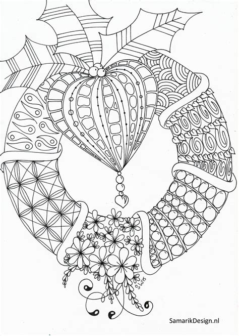 christmas wreath coloring pages  adults christmas doodles