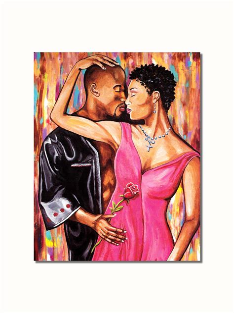 African American Black Couple A Rose With Love Wall Picture 8x10 Art