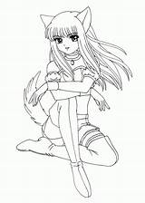 Coloring Anime Pages Girl Fox Cute Girls Popular sketch template