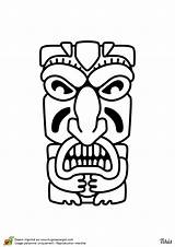 Totem Tiki Dessin Coloriage Colorier Maori Tahiti Hugolescargot Masque Tattoos Bar Pas Faces Enregistrée Depuis sketch template