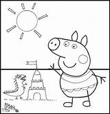 Peppa Pig Coloring Pages Beach Rocks Colouring Popular Choose Board Coloringhome Printable sketch template