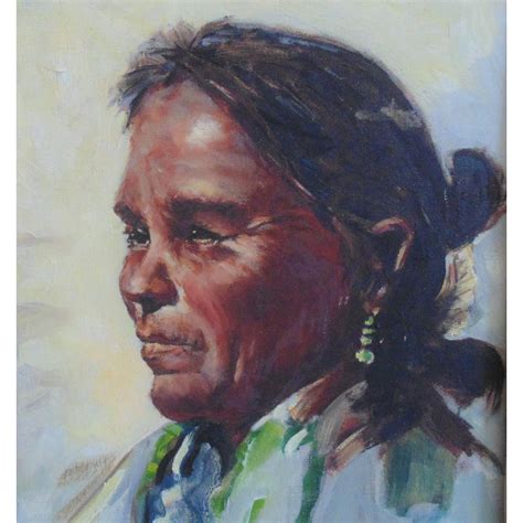 Navajo Native American Indian Woman Portrait Oil Painting