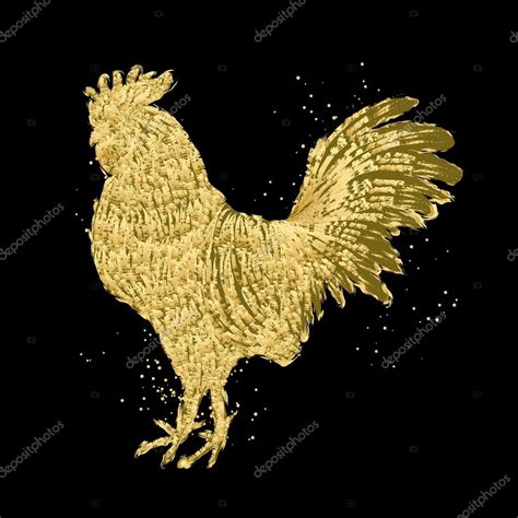 golden rooster  black background stock vector  goldenshrimp