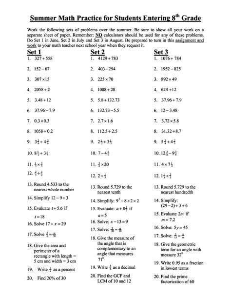 printable  grade math worksheets