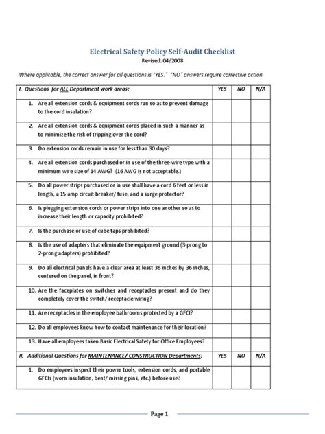 Electrical Safety Policy Checklist Insulator