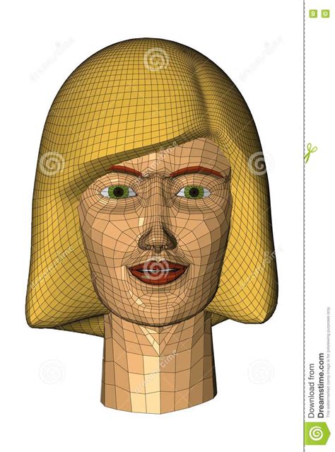 color  mesh female head stock vector illustration  lips