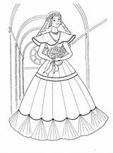 Coloring Dress Long Brides Pages Girls sketch template