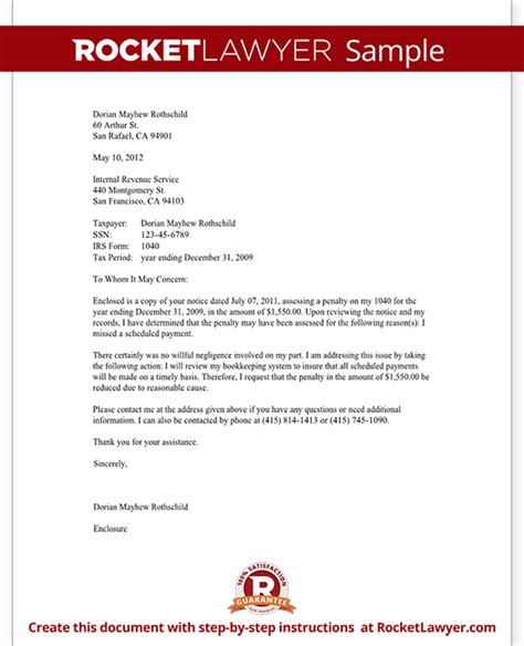 response  irs penalty letter template  sample