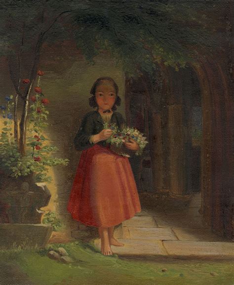Manner Of Johann Georg Meyer Von Bremen Girl With Flowers C19th Oil
