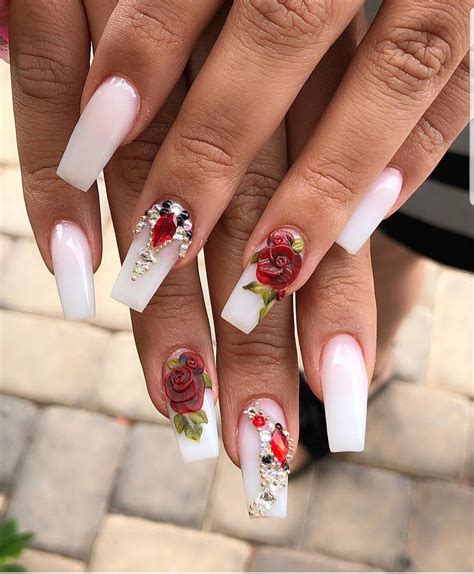 pin  craftswoman mj  nails quinceanera nails rose nails mexican