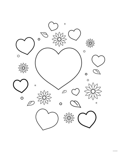 hearts  flowers coloring page  kids  illustrator  svg jpg