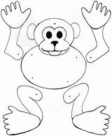 Monkey Puppet Split Paper Crafts Kids Template Puppets Cut Coloring Craft Fasteners Dance George Curious Color Printable Animal Templates Preschool sketch template