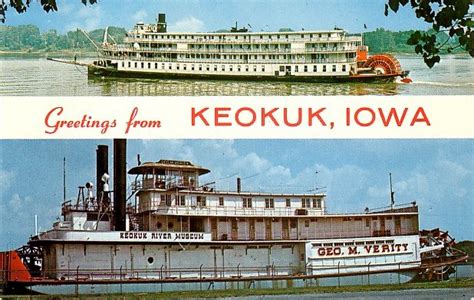 Greetings From Keokuk Iowa Ia Postcard Of Delta Queen
