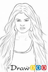 Draw Gomez Selena Singers Famous Drawing Drawings Step Tutorials Celebrity Webmaster sketch template