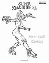 Coloring Samus Zero Smash Suit Super Brothers Bros Pages sketch template