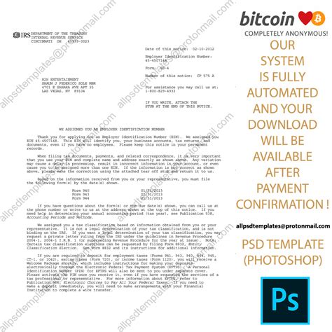 usa ein irs letter template  psd templates