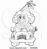 Clown Coloring Car Outline Clip Driving Illustration Visekart Royalty Vector Clipart Regarding Notes sketch template