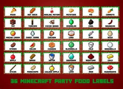 minecraft food minecraft party food minecraft food labels