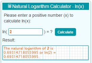 natural ln log calculator