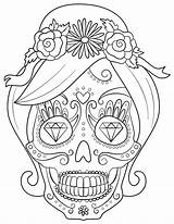 Calavera Skull Sugar Caveira Totenkopf Muertos Supercoloring Coloringonly Açúcar Diamante Sombrero sketch template