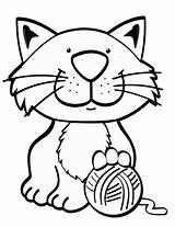 Cat Cartoon Yarn Coloring Ball Pages Categories Cats sketch template