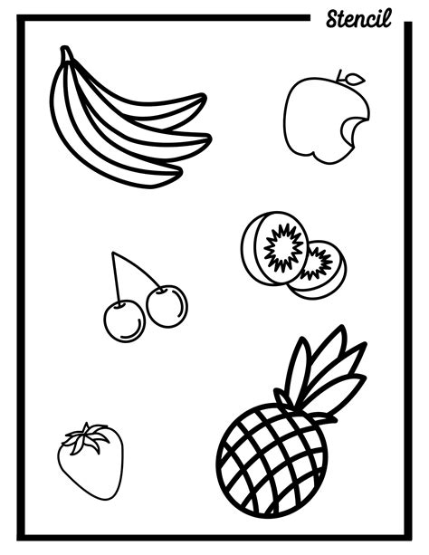 variety  fruits outline templates stencil