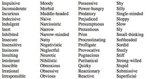 negative personality adjectives personality adjectives words