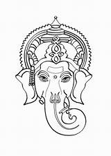 Hindu Drawing Ganesh Ganesha Gods Coloring Mythology Pages Goddesses Ganpati Tattoo Simple Painting Kids God Printable Drawings Face Lord Head sketch template