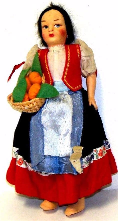 vintage foreign doll cloth doll   italy sassari cloth doll molded