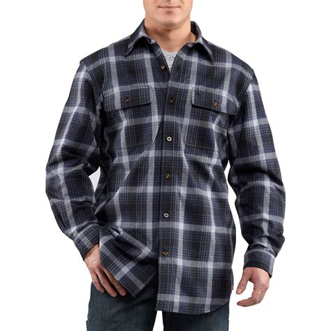 buy carhartt men s hubbard plaid long sleeve shirt heavyweight flannel