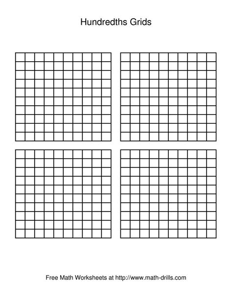 hundredths grid math worksheet   decimals worksheets page