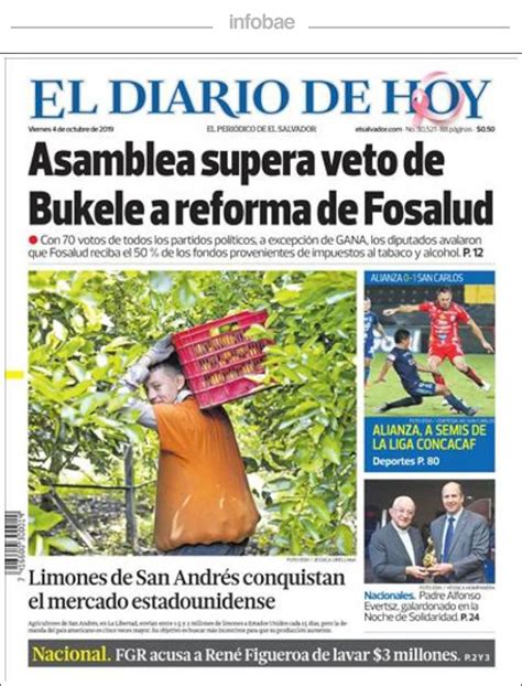 El Diario De Hoy El Salvador 4 Octubre De 2019 Infobae