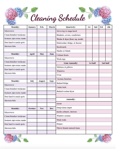 cleaning planner printable
