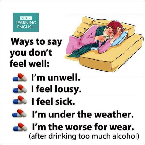 Ways To Say You Don’t Feel Well Vocabulary Home