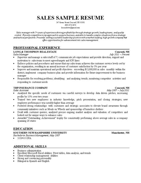 sales resume templates  allbusinesstemplatescom