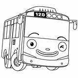 Tayo Coloring Bus Pages Little sketch template