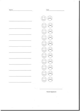 blank behavior sheet behavior sheet behaviour chart classroom