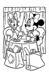 Minnie Daisy Coloring Mouse Duck Pages Disney Color Printable Having Tea Getcolorings Time sketch template