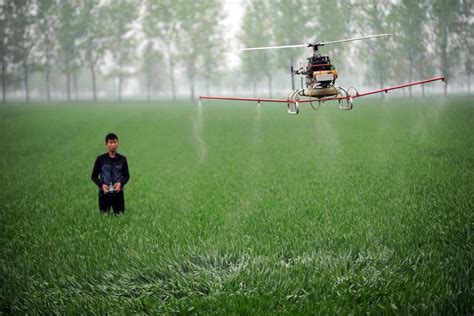 high tech farmer deploys drone  spray crops nbc news