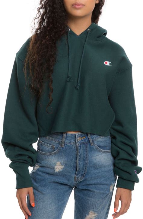 champion  womens reverse weave cropped cut  hoodie mens fit